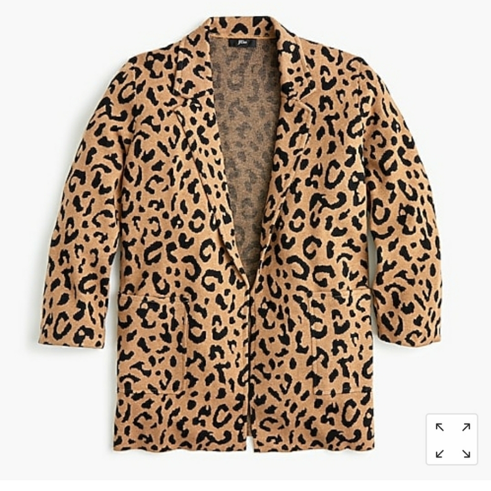 J Crew Sophie open-front blazer in leopard